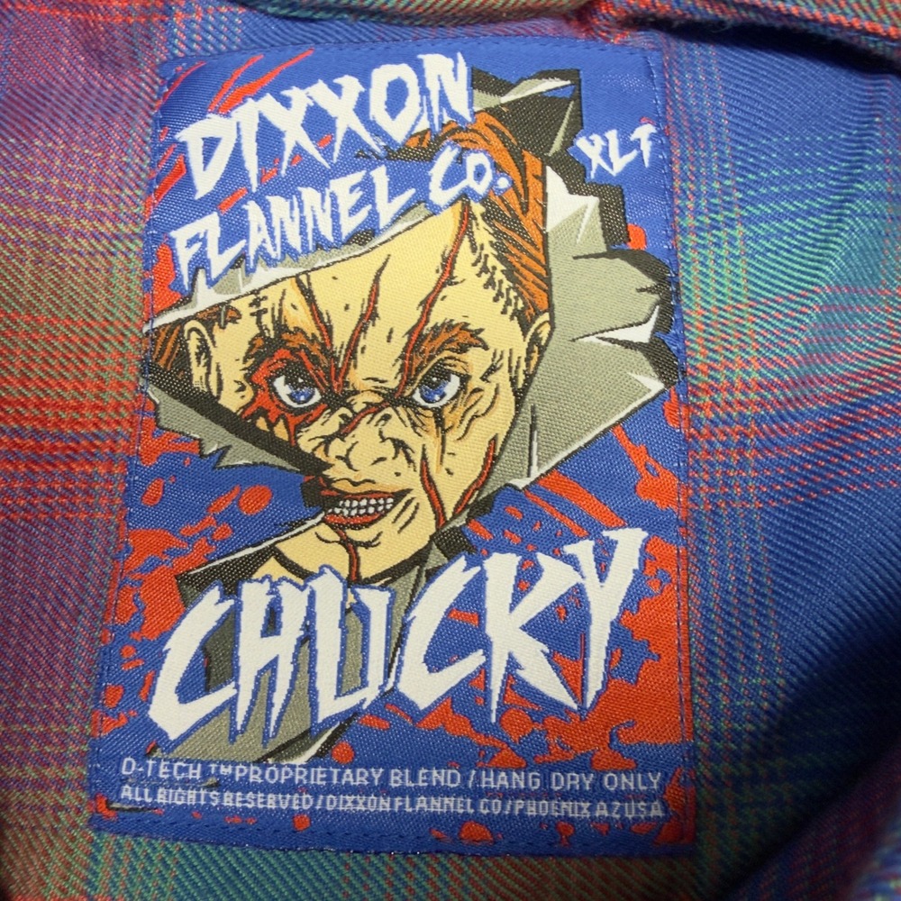 Dixxon Flannel Co Chucky Shirt Mens Plaid Button Down Biker Colorful Horror - Picture 4 of 7